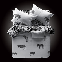Adorável zebra algodão quatro peças terno conjunto de cama capa edredon folha fronha gêmeo rainha king size preto branco roupas 39 2024 - compre barato