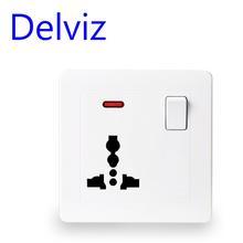 Delviz Wall Power Socket, 13A International standard Universal 3 Hole, Switched control LED indicator, White/Golden AC 110 250V 2024 - buy cheap