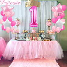 PATIMATE First Birthday Air Number Foil Balloons Baby Shower Boy Girl 1st Birthday Party Decorations Kids Party Balloon Kit 2024 - buy cheap