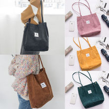 2019 Hot Solid Corduroy Shoulder Bags Environmental Shopping Bag Tote Package Crossbody Bags Purses Casual Handbag For Women 2024 - buy cheap