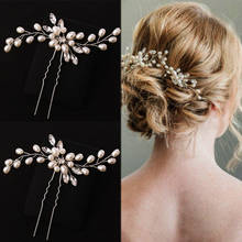 Hot 1pc Elegant Bridal Wedding Crystal Pearl Flower Hair Pins Charm Handmade Bridesmaid Bridal Veil Hair Tiaras Drop Shipping 2024 - buy cheap