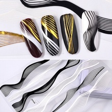 Nail Art Sticker Laser Gold Metal Stripe Wave Line Tape Self-Adhesive Transfer Foils 3D DIY Decal Manicure Tips Decoration 2024 - buy cheap