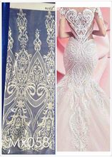 Pano de renda de tule bordado branco e da moda com tecido de renda para vestido de casamento/vestido de noite 2024 - compre barato