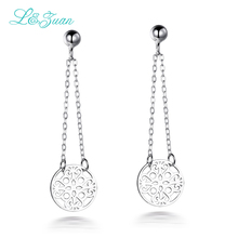 L & zuan-pendientes de plata de ley 925 para mujer, joyería de estilo conciso, colgante redondo con patrón decorativo, pendientes de gota 2024 - compra barato