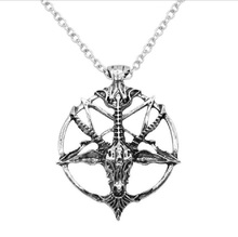 Vintage Kuroshitsuji Pentagram Skull Round Goat Head Necklace Devil Pan God Necklaces Hollow Sheep Skulls Pendant For Women Men 2024 - buy cheap