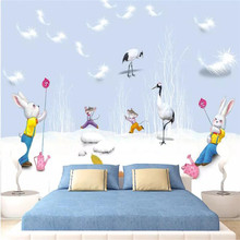 Modern minimalist feather crane animal children's room background wall custom large indoor wallpaper mural 3D photo wall 2024 - buy cheap