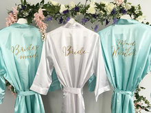 Personalizado cetim kimonos festa de casamento noiva solteira nupcial chuveiro lingerie cetim pijamas roupões vestido presentes 2024 - compre barato