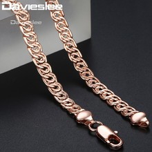 Davieslee Yellow White Rose Gold Chain Necklaces for Women Men Snail Link Fashion Jewelry Mens Womens Necklace 7mm 45cm DLGN326 2024 - buy cheap