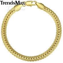 Women's Men's Bracelets Rose Gold Snake Curb Link Chain Bracelet For Woman Male Jewelry Dropshipping Wholesale 6mm KGB391 2024 - купить недорого