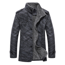 Chaquetas informales de cuero para hombre, abrigos largos con cuello levantado de lana, Invierno 2024 - compra barato