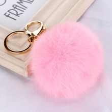 1PC High quality Fake Rabbit Fur Ball KeyChain Pompom Key Chain  Key Rings Ballet Angel Girl Fourrure Pompon Women Bag Jewelry 2024 - buy cheap