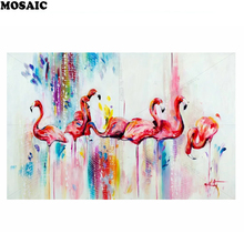 Mosaico bordado com miçangas 5d diy pintura em diamante flamingo pintura em família ponto cruz imitação de diamante mosaico e49 2024 - compre barato