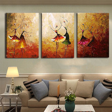 Quadro de bailarina para sala de estar, decoração de casa, pintura moderna abstrata à mão em tela, arte de parede, presente nb002 2024 - compre barato