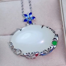 KJJEAXCMY boutique de jóias, 925-Prata incrustada Natural Hotan Jade Colar de Pingente de Detecção de Apoio 2024 - compre barato