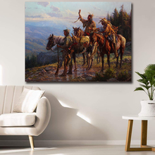 Impresiones en lienzo de arte nativo, cuadro de caballo del viejo oeste indio, pinturas modulares para sala de estar, póster en la pared, decoración del hogar 2024 - compra barato