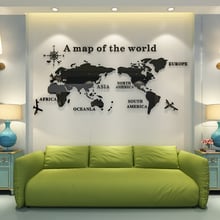 Creative DIY World map 3D stereo acrylic crystal wall stickers Living Room Bedroom office culture wall decor Large Art Sticker 2024 - buy cheap