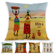Africa Life Custom African Woman Jar Safari National Costume Pattern Pillow Case Home Sofa Chair Decoration Cushion Cover 2024 - buy cheap