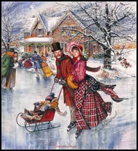 Victorian Skater Couple - Counted Cross Stitch Kits - Handmade Needlework for Embroidery 14 ct Cross Stitch Sets DMC Color 2024 - buy cheap