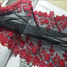 2 Meters Red Lace Trim Cord Bilateral Embroidery Lace Trim Fabric for Bridal Wedding Dress Decoration 30cm Width Free Shipping 2024 - compre barato