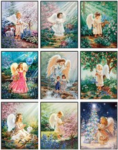 Little Girl Angels 1 - Counted Cross Stitch Kits - Handmade Needlework For Embroidery 14 ct Cross Stitch Sets DMC Color 2024 - buy cheap