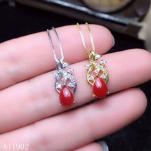 Kjjeaxcmy boutique jóias 925 prata esterlina incrustada coral vermelho natural pedra preciosa feminino pingente de luxo colar conjunto suporte teste 2024 - compre barato