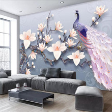 3D magnolia peacock clear TV background wall professional production mural factory wallpaper wholesale wallpaper (to map custom) 2024 - buy cheap