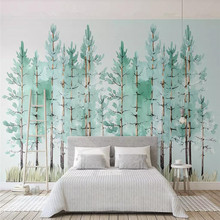 Simple mint green woods Nordic TV background wall professional production murals wholesale wallpaper mural poster photo wall 2024 - buy cheap