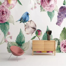 Hand-painted flowers and birds background wall professional production murals wholesale wallpaper mural poster photo wall 2024 - buy cheap