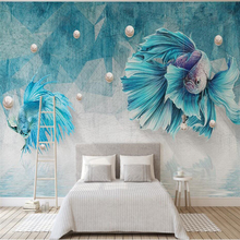 wellyu Custom large mural environmental wallpaper dark blue abstract lines guppies jewelry wall papel de parede para quarto 2024 - buy cheap