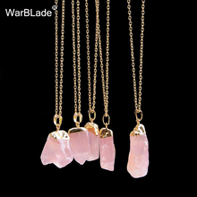 Warblade colar com pingente de cristal, colar irregular, de pedra de quartzo rosa, presentes femininos, 2018 2024 - compre barato