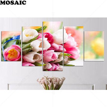 Nuevo 5d Diy diamante pintura colorido rosas Cruz puntada 3d bordado de diamante cristal diamante cuadro de mosaico costura 5 unids/set 2024 - compra barato