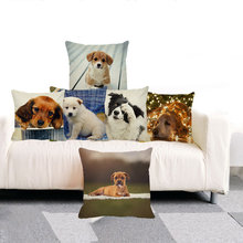 XUNYU Cute Pet Cushion Cover Cute Puppy Throw Pillow Case Linen Cushion Case Sofa Bed Decorative Pillowcase C0022 2024 - buy cheap
