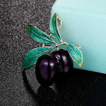 Zlxgirl-broches esmaltados de aceitunas púrpuras para hombre y mujer, broche de plantas de aleación, bolsa de fiesta banquete para niña, accesorios para sombreros 2024 - compra barato