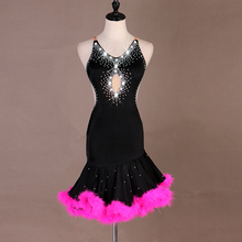 Samba-vestido de baile latino para mujer, traje latino de competición, borla, rosa, Piel negra, Lq056 2024 - compra barato