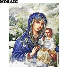 uniquely new handiwork,5d diy diamond painting cross stitch religion diamond mosaic 5d diamond embroidery Virgin Mary lily art 2024 - buy cheap