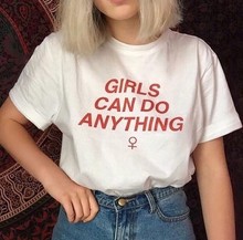 Skuggnas meninas pode fazer qualquer coisa citação feminista t camisa menina carta de energia imprimir t camisa hipster casual topos t navio da gota 2024 - compre barato