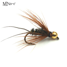 MNFT 10Pcs 10# Barbed Hooks Brass Goldhead Trout Grayling Fishing Flies Wet Fly Bead Head Prince Nymph 2024 - buy cheap