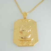 Foromance/ CUTE YELLOW GOLD OVERLAY 24" CUBAN NECKLACE & AFRICA MAMA MOTHER IMAGE GREAT PATTERN  PENDANT 2024 - buy cheap