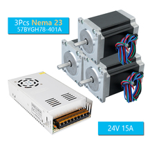 Motor paso a paso Nema23 CNC, 2 fases, 4 cables, 57BYGH78-401A, eje simple + 360W, 24V, 15A, fuente de alimentación conmutada, PSU, 3 uds. 2024 - compra barato