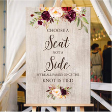 Choose a Seat not a Side Rustic Wedding Welcome Sign,Wooden Welcome Sign,Wedding Signs Painted on Canvas Easel Not Included 2024 - buy cheap