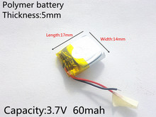 3.7V,60mAH,501417 PLIB; polymer lithium ion / Li-ion battery for GPS,mp3,mp4,mp5,dvd,,model toy 2024 - buy cheap