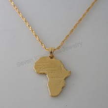 4 estilos disponíveis, colar de ouro amarelo gp 18 "com pingente de mapa africano de tamanho diferente 2024 - compre barato