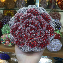 Xiyuan brandbags rosa flor forma carteira de cristal luxo bolsa embreagem diamantes noite bolsa festa strass bolsa ombro 2024 - compre barato