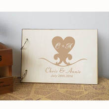 Libro de invitados personalizado con huella dactilar, álbum de madera, recuerdo de boda, libro de invitados, decoración de boda 2024 - compra barato