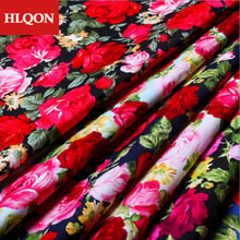 High quality 100% cotton printed sateen rose peony fabric used for Quilting sewing dress women clothing skirt hat by 100x150cm 2024 - buy cheap