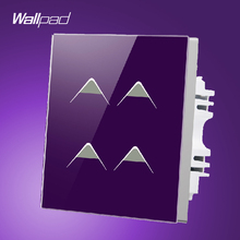 Smart House Wallpad UK Hotel 4 Gang 2 Way 3 way Purple Crystal Glass Energy Saving Touch Control Switch Electric, Free Shipping 2024 - buy cheap