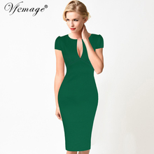 Vfemage Women Sexy Deep V Cap Sleeve Elegant Vintage Slim Business Casual Cocktail Party Fitted Sheath Pencil Bodycon Dress 8875 2024 - buy cheap