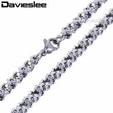 4mm Flower Byzantine Box Link Stainless Steel Chain Mens Womens Fashion Necklace Jewelry Wholesale Gift Jewelry 24inch LKN424 2024 - buy cheap