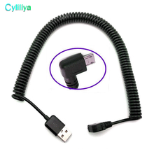 1 м 3 м Micro USB 90 градусов угловой к USB 2,0 Мужской пружинный спиральный выдвижной тянущийся зарядный кабель для синхронизации данных шнур 5 шт./лот 2024 - купить недорого