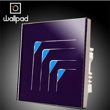Casa inteligente Wallpad Roxo 4 2 gangues maneira toque LEVOU interruptor de luz 110 v ~ 220 v de Vidro de Cristal de Luxo toque interruptor de parede 2024 - compre barato